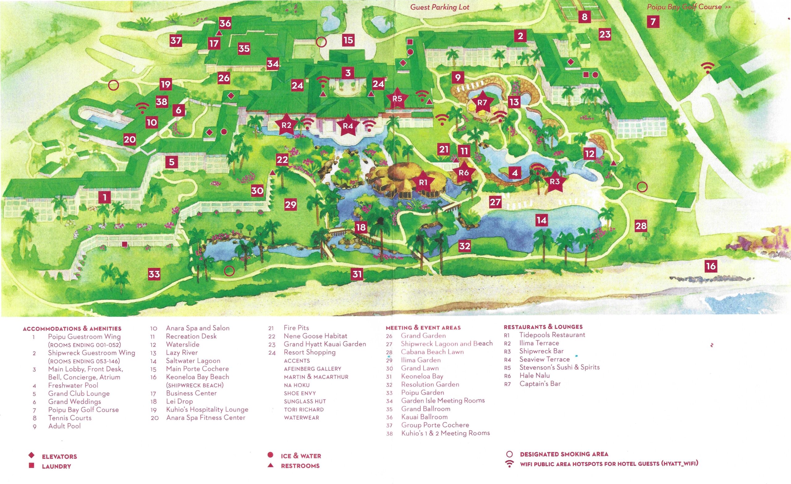 A high-quality Grand Hyatt Kauai Resort Map
