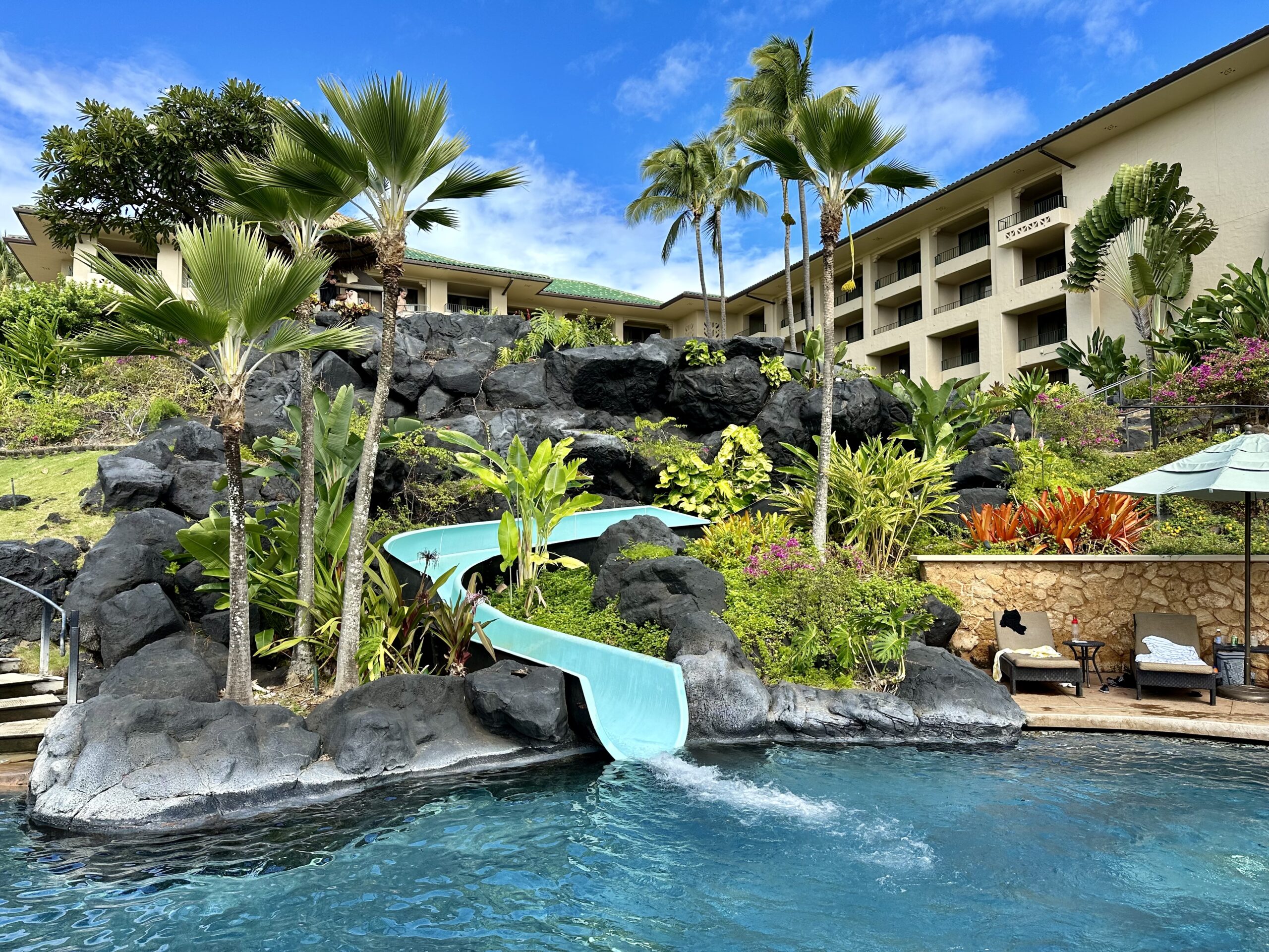A kid's water slide at Grand Hyatt Kauai