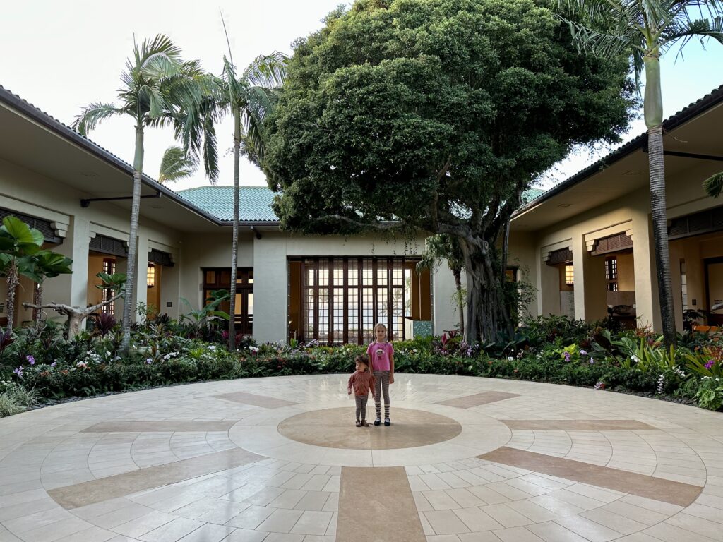 The open courtyard adjacent to the lobby of Grand Hyatt Kauai