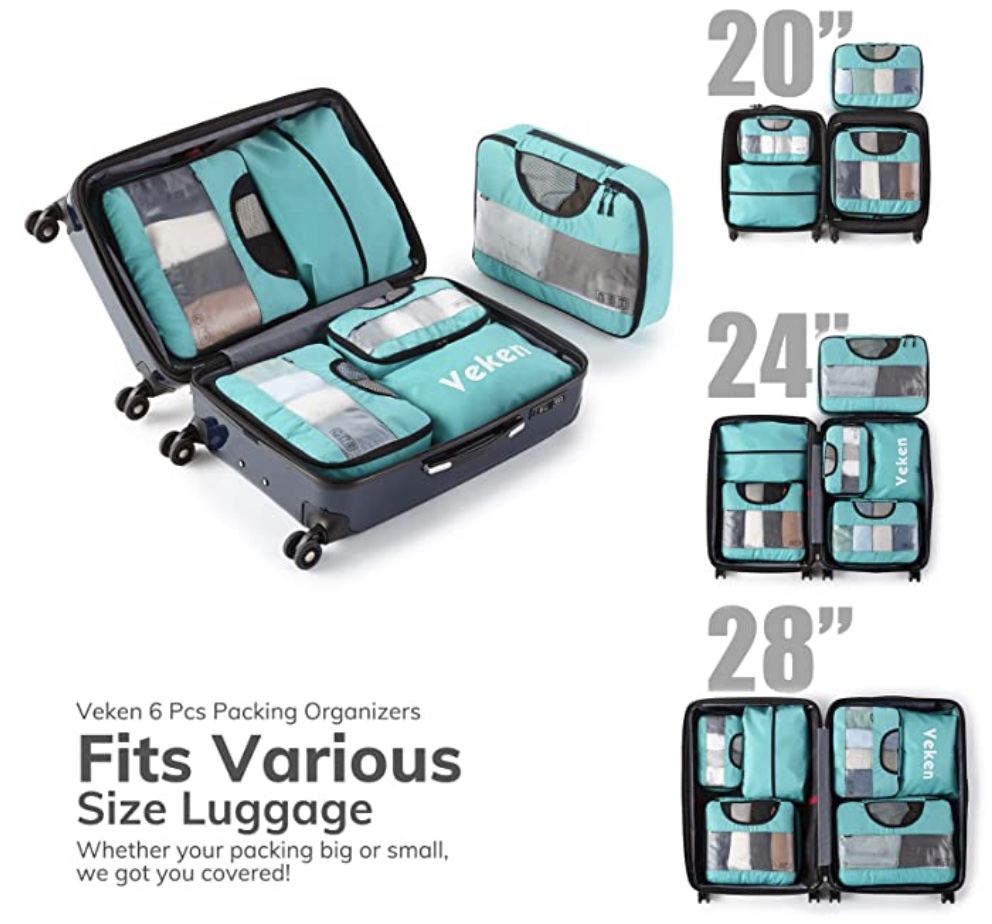 8 Set Packing Cubes for Suitcases, Travel Bag Organizers for Carry on Luggage, Veken Suitcase Organizer Bags Set for Travel Essentials Travel Accessories in 4 Sizes(Extra Large, Large, Medium, Small)