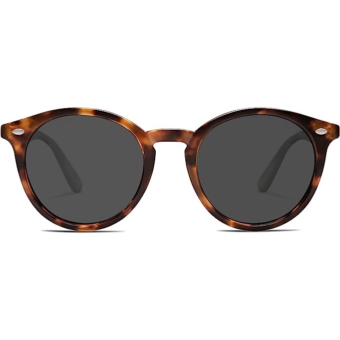 SOJOS Retro Round Polarized Sunglasses for Women Men Classic Vintage Sunnies