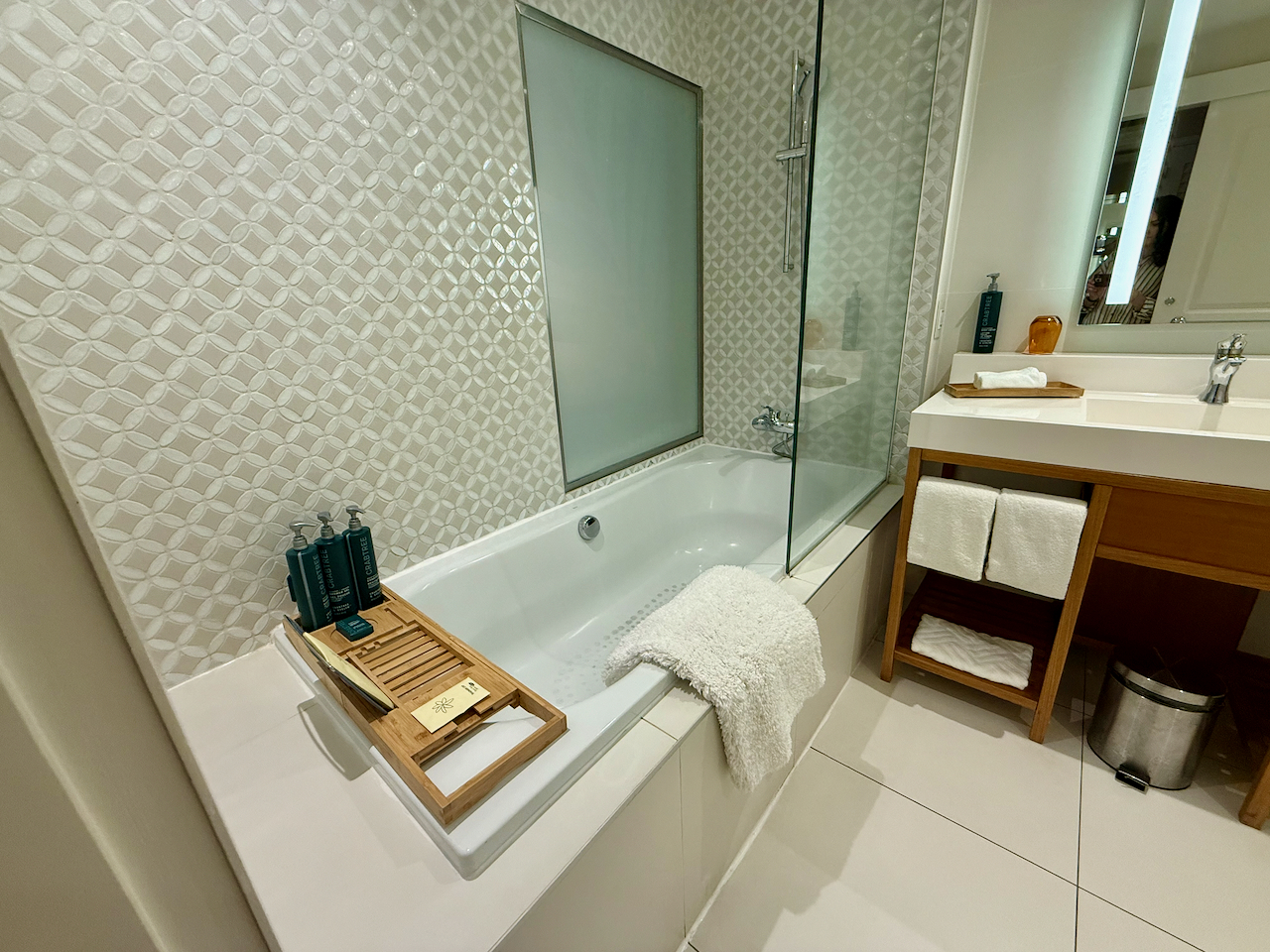 Bathroom at 2 Queen Bed Ocean View Room at Hilton Tahiti