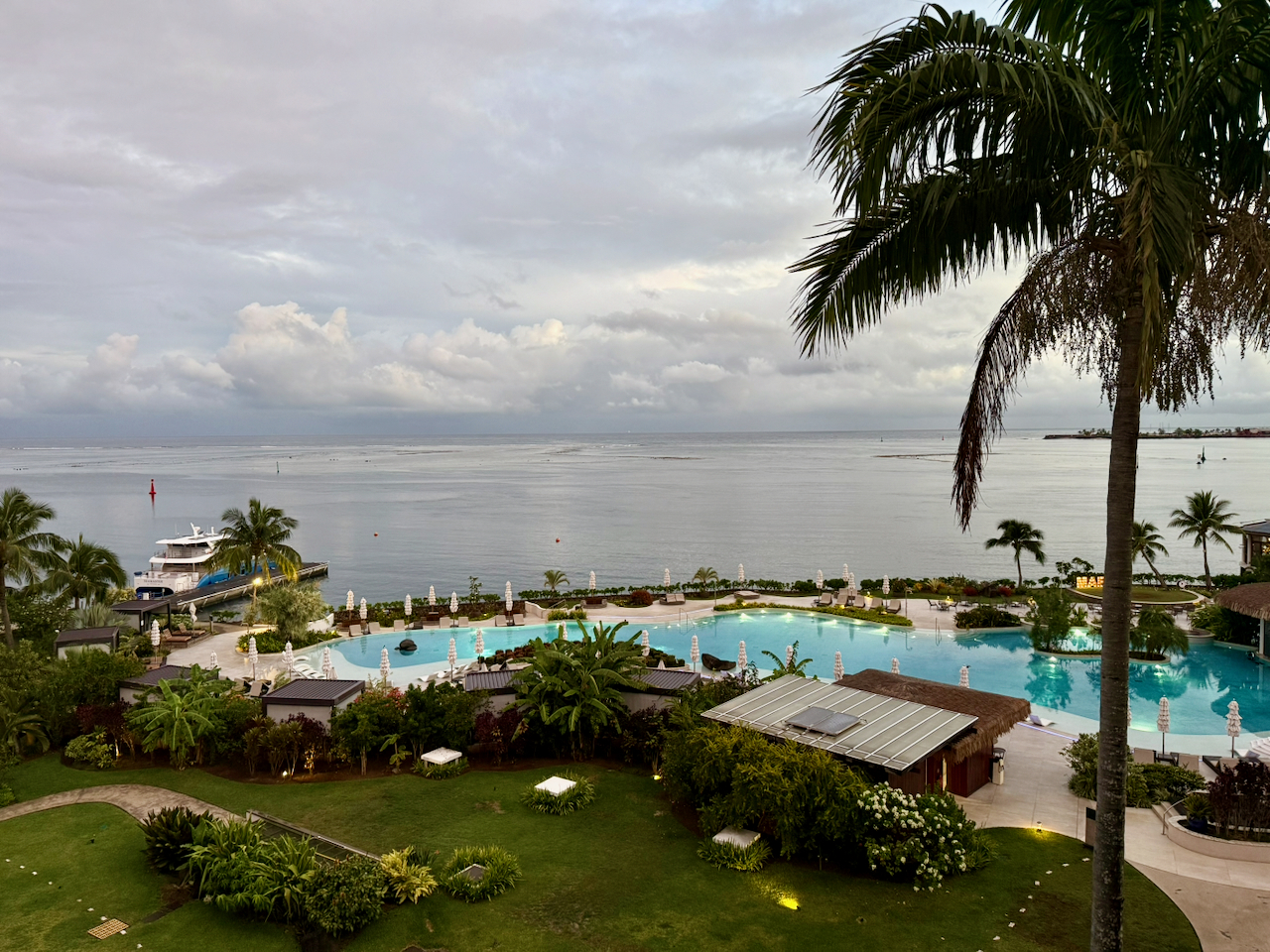 View from the balcony at Bathroom at 2 Queen Bed Ocean View Room at Hilton Tahiti