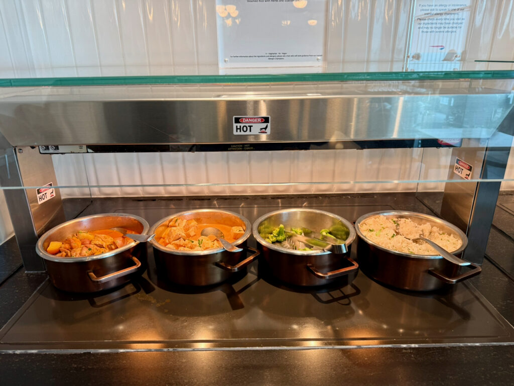 Food options at British Airways Lounge at SFO