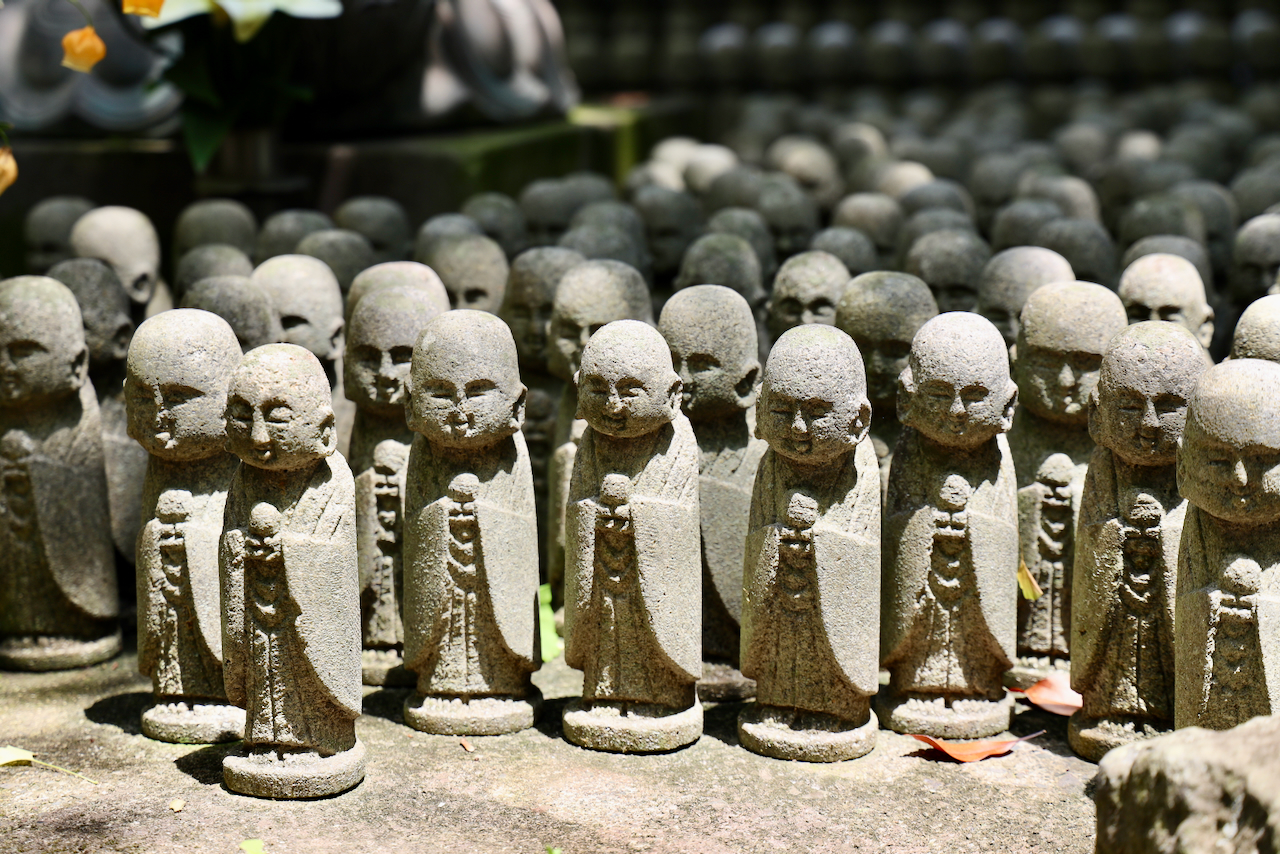 Jizo statues at Hasedera Temple, Kamakura, Japan