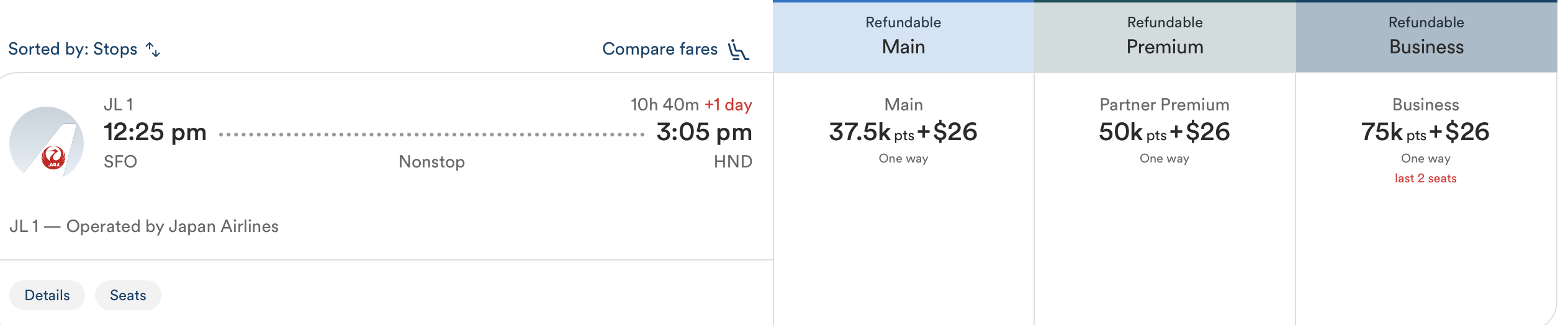 Booking Japan Airlines with Atmos points